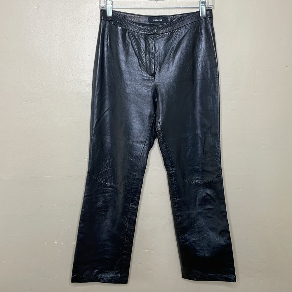 VINTAGE 90’s Express Leather Pants Straight Leg Mid Rise 1/2